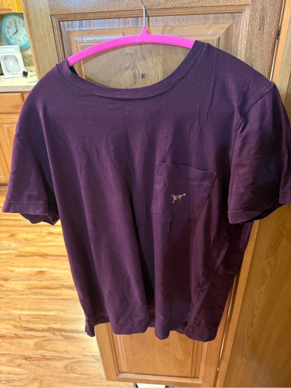 PINK Victoria's Secret Short-Sleeve Pocket Tee in Deep Plum
